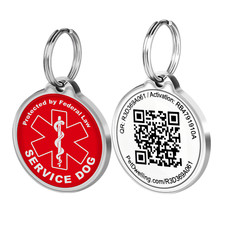 Pet Dwelling Smart Service Dog QR ID Tag - Online Profile - Instant Scan Alerts