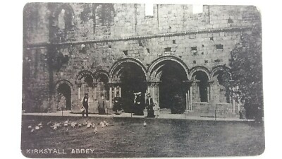 Alte Postkarte Kirkstall Abbey Bewunderung der Enten 1906 verschickt 