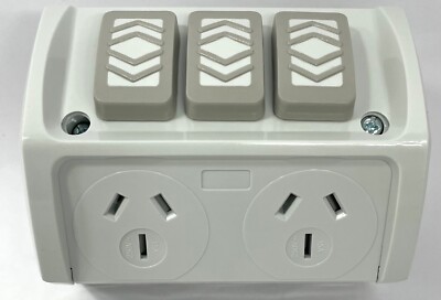 15 Amp Weather Proof Double Power Point With Extra Switch DGPO External WP DGPO