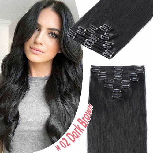 Russian Long Thick Double Weft Clip In Real Human Hair Extensions Full Head 170g - Picture 45 of 57