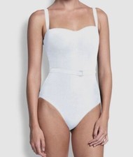  196 Jets Women's White Solid Infinity Tank One Piece Swimsuit Size AU 16 /US 12