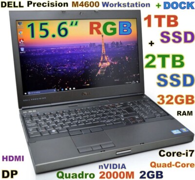 Workstation DELL M4600 15.6 RGB i7-QUAD Fast 3TB SSD DVDRW 32GB Quadro 2000 DOCK