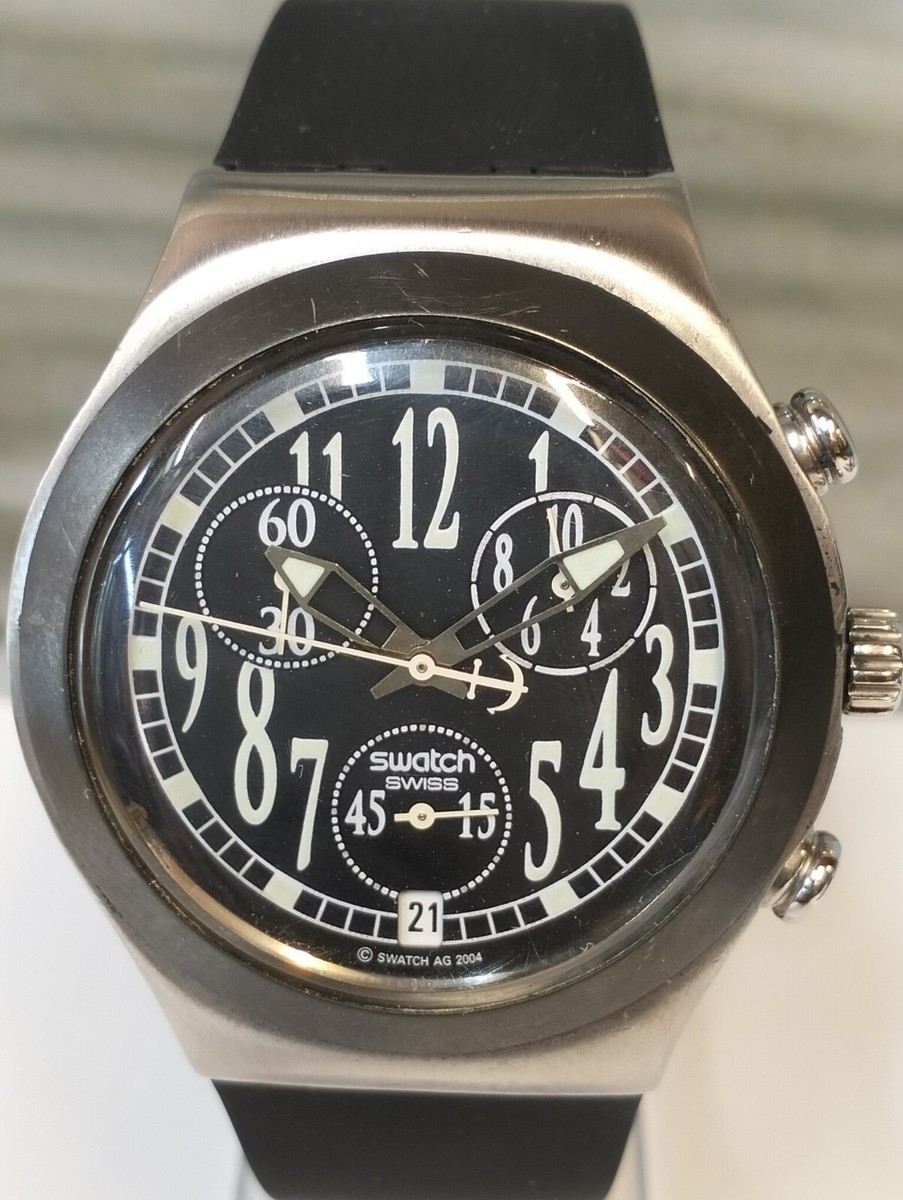 SWATCH IRONY QUARTZ BLACK DIAL AG-2004 SWISS MEN'S FULL WORKING