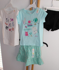 4 PC SET Girls Size 4 Jumping Beans Tops Skirt/Short NWT Lot NEW Unicorn Shorts