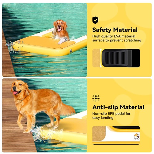 Inflatable Dog Boat Ramp 59"x39", Non-Slip Floating Ladder for Pool Lake Dock - Picture 4 of 7