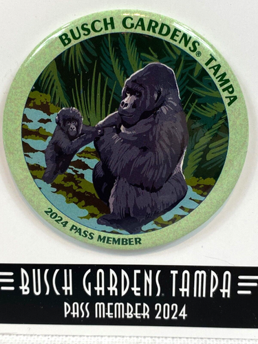 New! Busch Gardens Tampa 2024 Pass Member Badge Button Pin - Gorilla - Picture 4 of 4