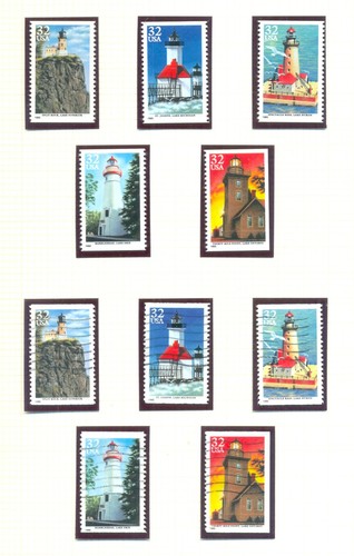 USA 2969-2973 Lighthouses booklet stamps, mint and used etc - Picture 1 of 3