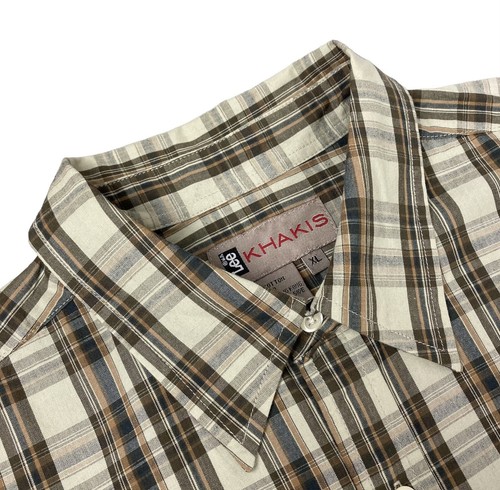 VINTAGE LEE KHAKIS Long Sleeve Shirt Men's XL Kahki Plaid 100% Cotton NEW TAGS - Picture 2 of 21