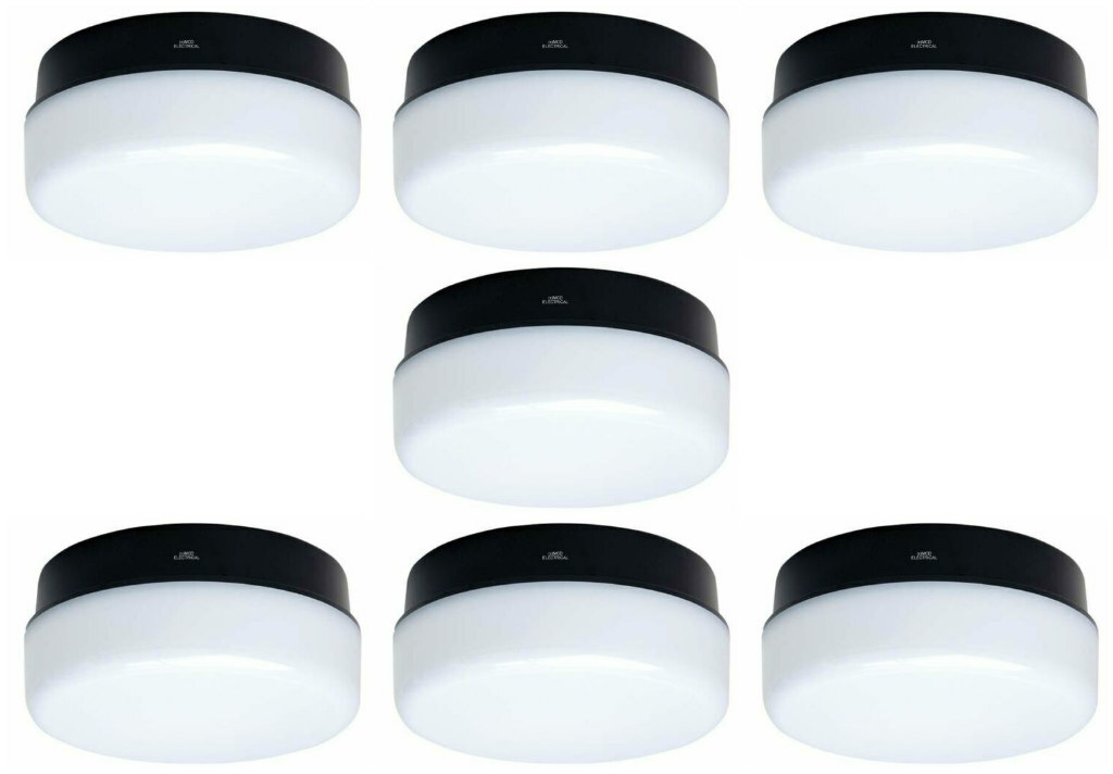 7 x ASD AC/BL100 Circular Bulkhead Light Fittings - Black Base