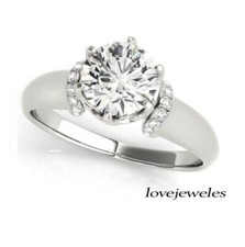 Real Moissanite 2.75CT Round Cut Engagement Wedding Ring 14K White Gold Finish