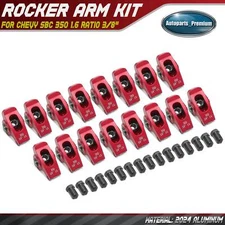 Red 2024 Aluminum Roller Rocker Arm for Small Block Chevy SBC 350 1.6 Ratio 3/8"