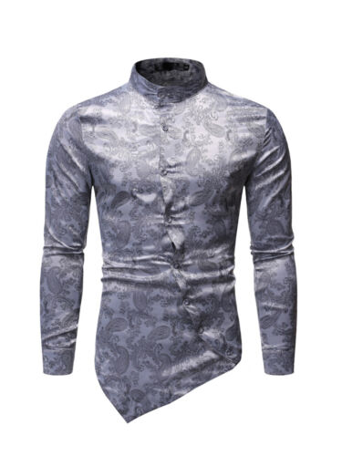 Men's Shirts Prom Top Dance Jacket Wedding Casual Paisley Print Button Down Hot - Picture 22 of 40