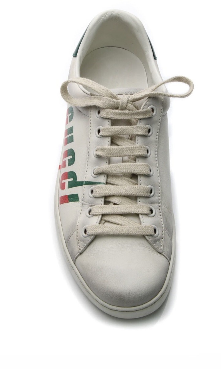 Gucci Distressed Blade Ace Men\'s Sneakers Ivory US Size 10 Gucci Ace Blade Distressed Sneaker White Leather | eBay main image 3