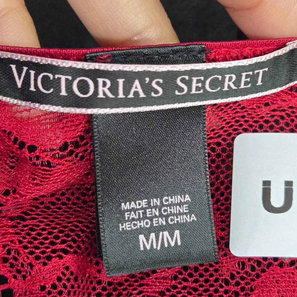 Victoria's Secret женщин боди средний красный цветочный кружева чистый плюшевый длинным рукавом - Изображение 3 из 4