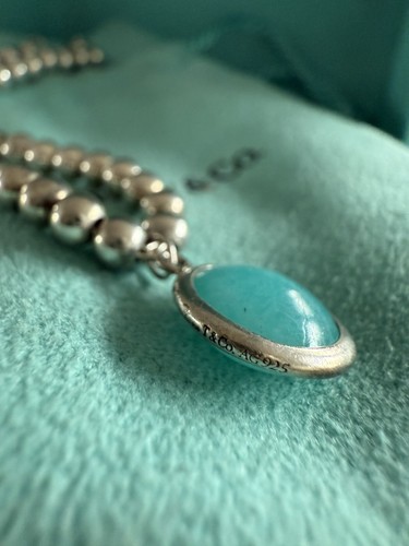 Tiffany Co. Silver Paloma Picasso Round Amazonite Dot Charm Beaded Ball Bracelet - Picture 2 of 7