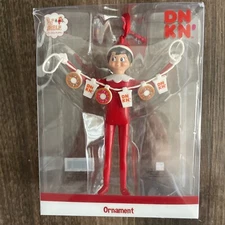 Dunkin Donuts 2020 4" Ornament Elf on the Shelf Boy With Donut Garland New