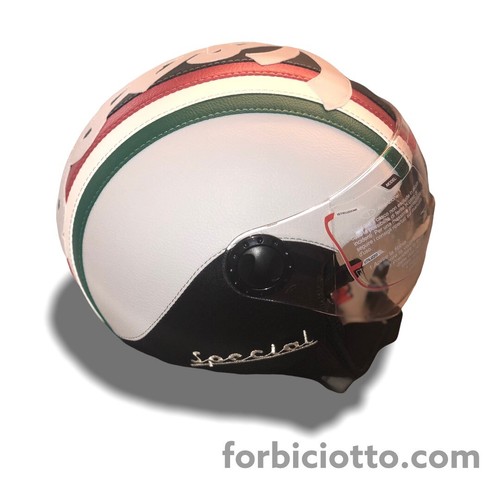 Casco vintage in pelle personalizzato Special Bandiera Italiana Vespa | eBay