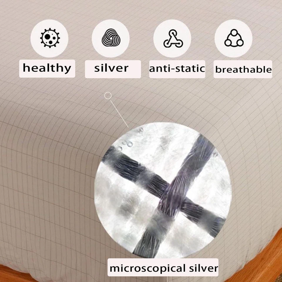 Sábana bajera de puesta a tierra tamaño queen algodón orgánico 13 % fibra plateada Foto 3 de 4