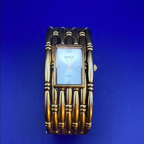 Chico's Gold bamboo Bracelet Watch 26 mm wide