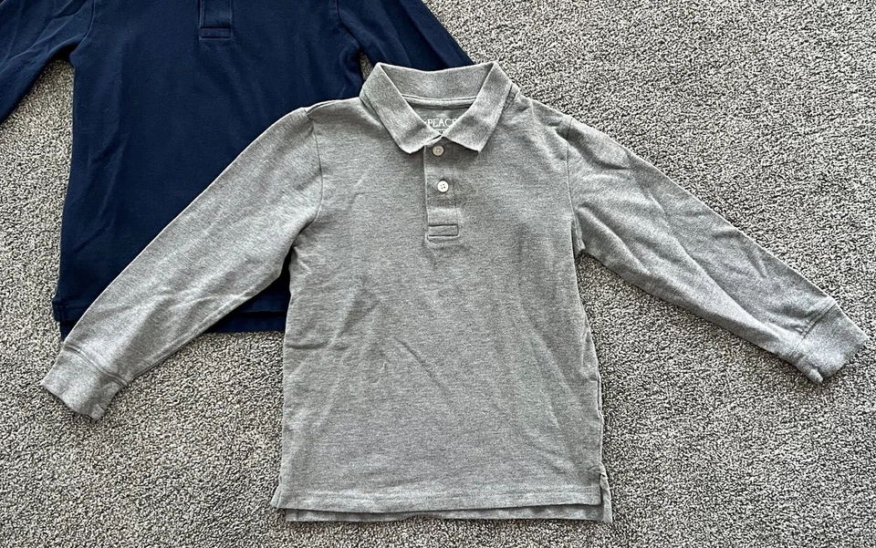 Uniforme Escolar Niños Manga Larga Polo Niños Lugar Talla Pequeña 5/6 Lote de 2 Foto 2 de 4