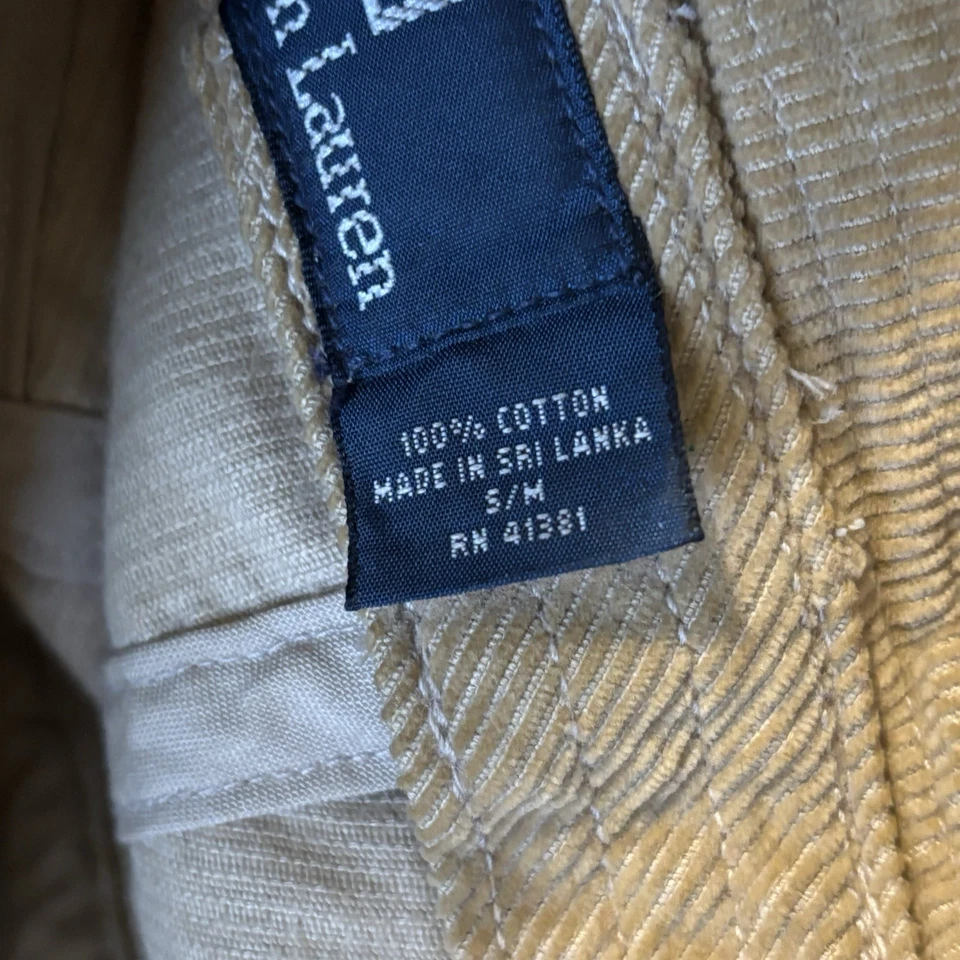 Polo Ralph Lauren 男式水桶帽灯芯绒复古 90 年代 Y2K 棕褐色 W 橙色拼色 — 第 4/4 张图片