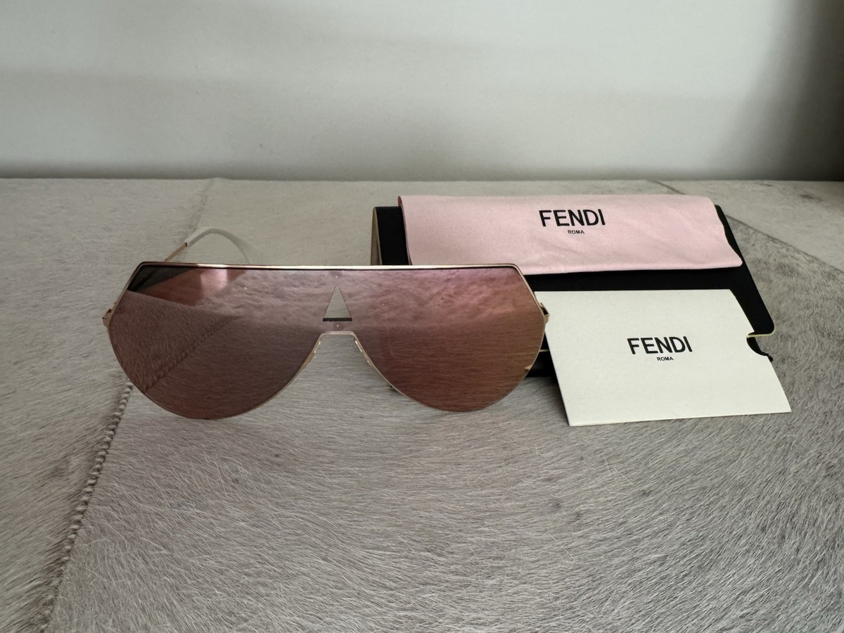 Fendi FF0193/S Shield Sunglasses Gold Metal Frame Pink  display picture 2