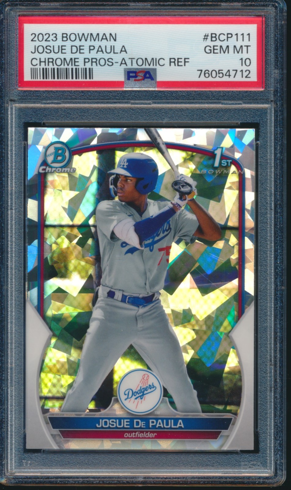 PSA 10 JOSUE DE PAULA 1st 2023 Bowman Chrome ATOMIC REFRACTOR Rookie RC GEM MINT