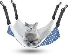Pet Hammock for Cage Reversible Cat Hanging Hammock Soft Hanging Bed Kitten