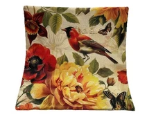 Bird Nature Floral Garden Linen Throw Pillow Cover Home Decor 18x18”