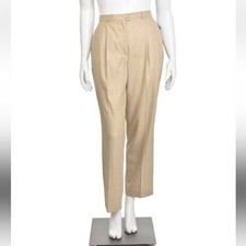 Escada gorgeous silk linen vintage pleated crop trouser Tan Pants Sz 38 M y2k