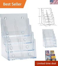 Versatile Clear Desk and Wall-Mount Brochure Holder with Removable Dividers