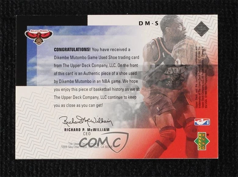 1999-00 Upper Deck HoloGrFX NBA Shoetime Dikembe Mutombo #DM-S HOF - Image 2 of 2