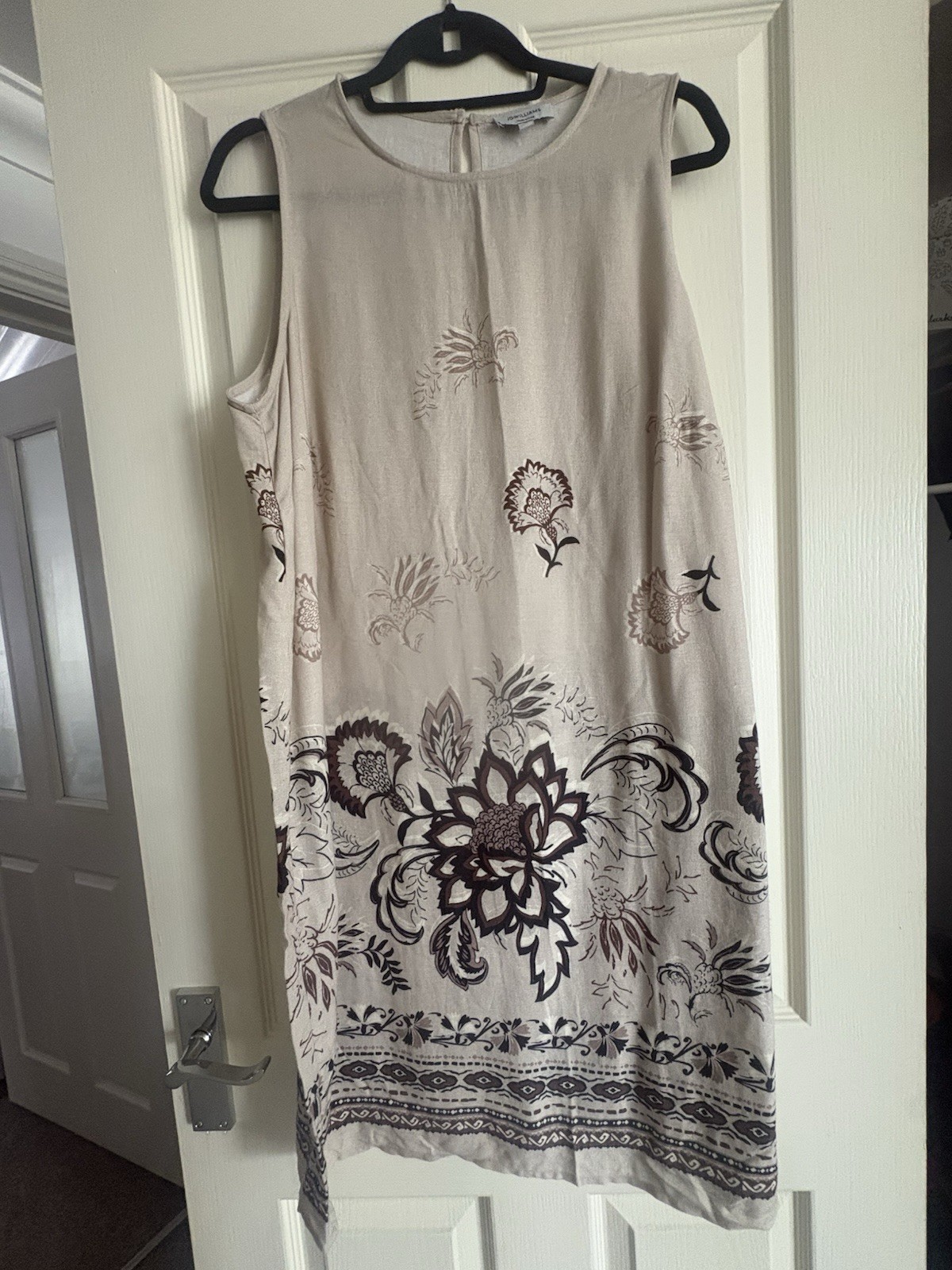 JD Williams Linen Blend Floral Shift Dress | Size 16 Beige image 3