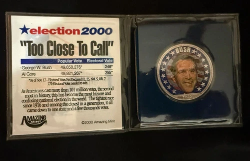 2000 1 Oz American Silver Eagle (ASE) George W Bush Election UNC Colorized Coin