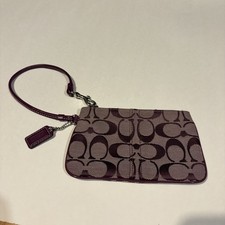 Coach Bordeaux Dark Purple Signature Logo Wristlet Y2k 2000s