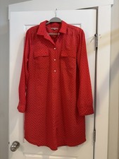 Size L  Gap Shirt Dress - Chevron Pattern, Buttoned, Fitted Sleeves, Red