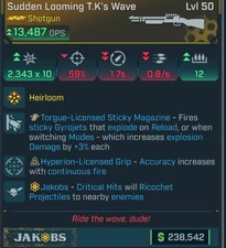 Borderlands 4 TK’s Wave Jakobs Torgue Sticky 13K DPS!!! PS5/XBOX/PC