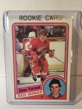 Topps 1984-85 Steve Yzerman #49 Rookie Detroit Red Wings NHL Hockey Card. rookie card picture