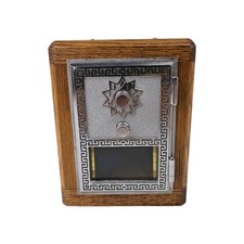 Mini banco de monedas bóveda de colección rompecabezas caja de seguridad madera novedad alcancía