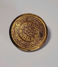 Vintage Brass Metal Shank Uniform Button Waterbury CT Floral Sunburst Center