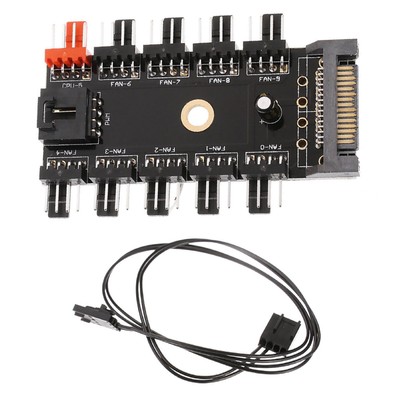 1 to 10 4-pin PC CPU PWM Cooling Fan Speed Controller SATA Power Socket Splitter