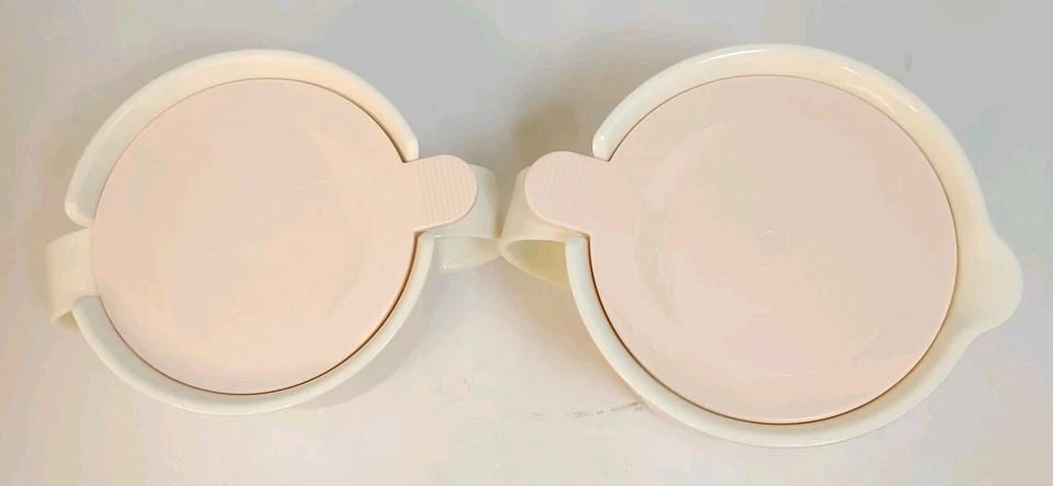 Vintage Tupperwate Ivory Covered Sugar Bowl & Creamer Set Flip-up Lids - Image 2 of 4