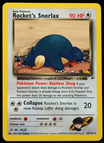 Rocket's Snorlax #33/132 Gym Heroes LP Pokemon Card
