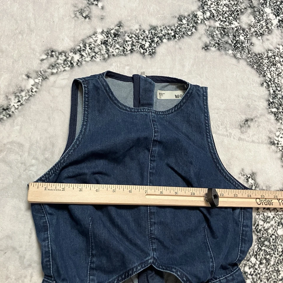 Macacão jeans feminino Topshop Moto tamanho 4 perna larga recortado sem mangas - Imagem 2 de 4