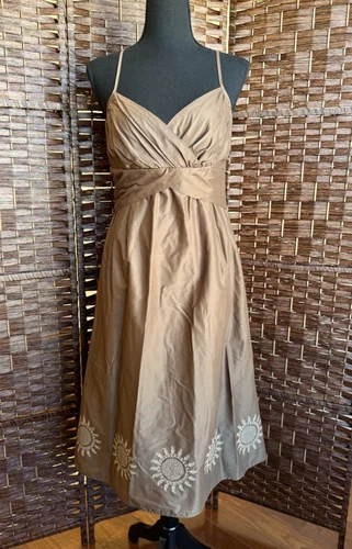 UNDERCOVER Abito da sole svasato svasato canotta cotone tg 4 marrone marrone marrone ricamato