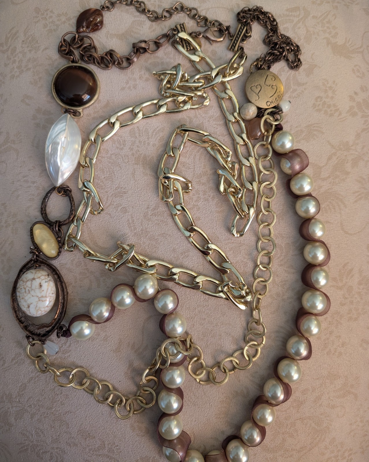 Chico's bold statement multi-strand large faux pe… - image 2