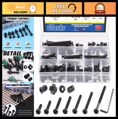 128Pcs M6 Hex Socket Cap Screws & Nuts Set for Cribs, Furniture, Wood Projects