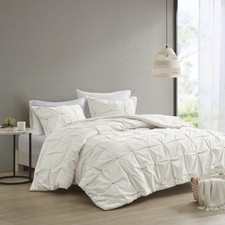 Ink Ivy Masie Duvet Cover King/Cal King Size - White , Elastic Embroidery Tuf...