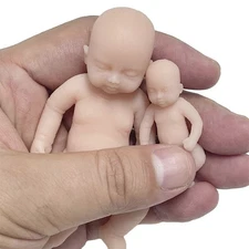 2PC Adorable Boy & Girl Set 1.9-3.9 Inch Soft Silicone Tiny Reborn Baby Dolls 