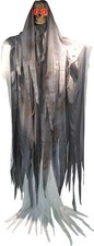 Giant 12 Foot Light-Up Skull Reaper Hanging Halloween Prop Decoration